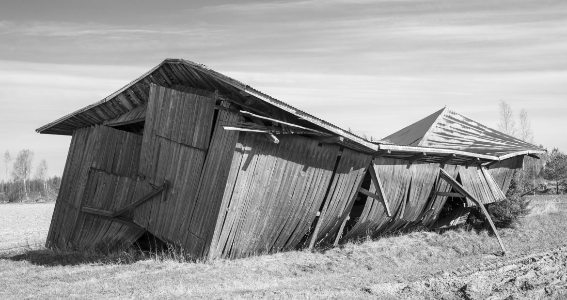 collapsed barn