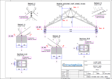 Double pitched roof steel truss page