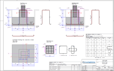 Isolated footing for concrete column page