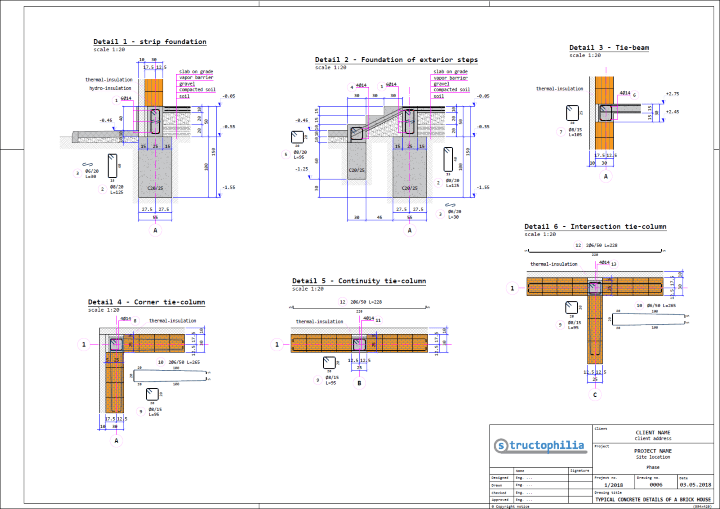 Typical concrete details of a brick house page